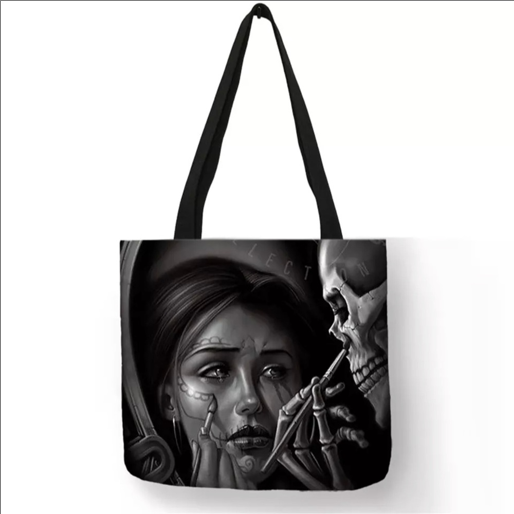 New Casual Handbag in Woman Totes Skull Art Tattoo.